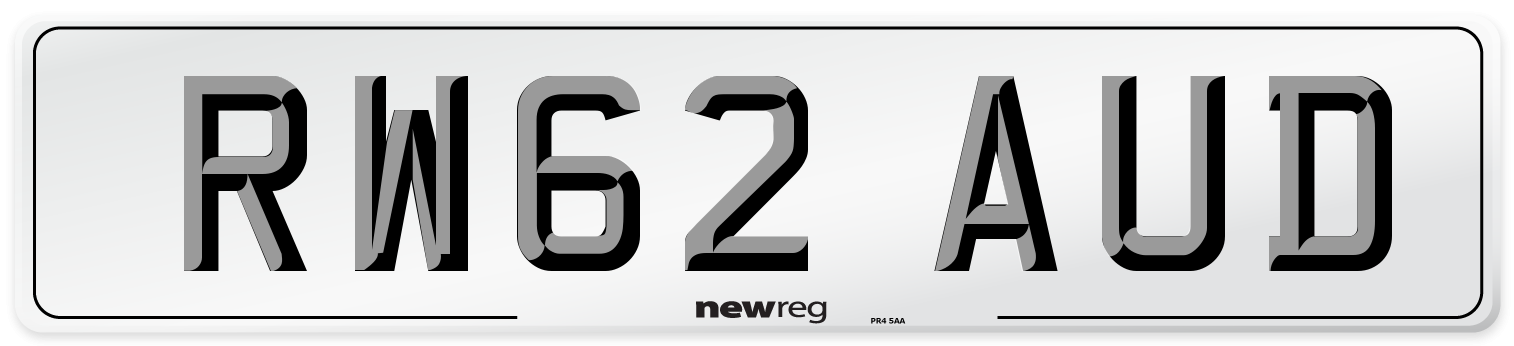 RW62 AUD Number Plate from New Reg